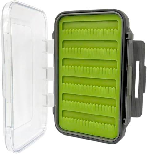 Aventik Silicone Fly Fishing Box Jig Box Waterproof Streamer flies Case Double Sided Clear Lid Storage Lure Case Saltwater Freshwater (MA:6.08x4x1.57inch) - style: MA:6.08x4x1.57inch