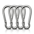 AUTMATCH Carabiner Clips, 3" Spring Snap Hook Caribeener Clips Buckle Pack Grade Heavy Duty Carabiners Quick Link for Camping, Fishing, Hiking, Traveling, 4 Pack - style: Stainless Steel - Silver