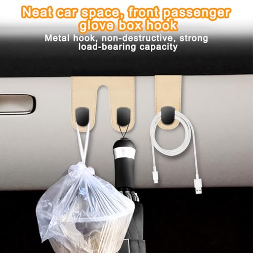 Mandark Car Co-Pilot Glovebox Hooks, Anti-Scratch Auto Co-Pilot Glove Box Hanger, Vehicle Interior Storage Organizer Accessories for Handbags Purses Coats, Universal for RV, SUV, Truck (Beige-2) - color: Beige-2