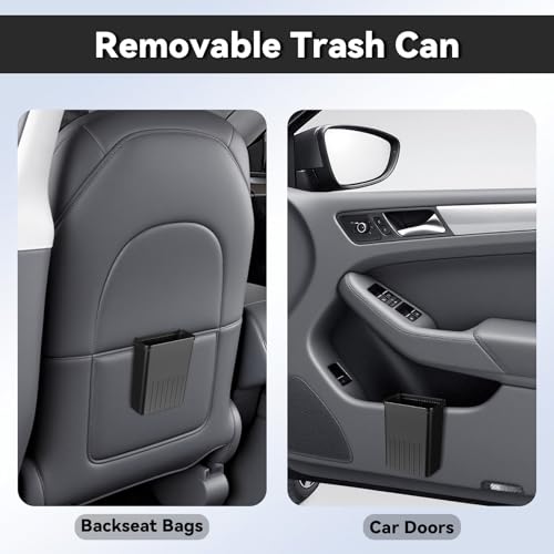 7-In-1 Car Seat Back Organizer with Cup Holders, Tissue Box, Removable Trash Can & Hooks, Multifunctional Car Seat Back Storage Box, Extra Headrest Cup Holder for Backseat (Black02) - color: Black02