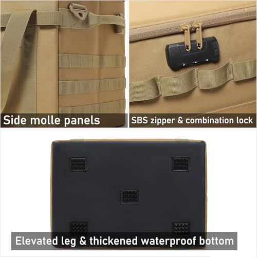 Tactical Camping Storage Bag - 38L Utility Tote Bag Organizer with Combination Lock and Shoulder Strap - color: Tan, size: 57L