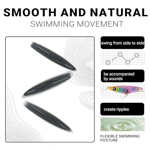 3D Lifelike Fishing Lures with Zigzag Action – Topwater Hard Bait Jigs for Bass, Trout, Walleye, Pike, Salmon – 5 Pc, High Carbon Steel Treble Hooks, Fresh/Saltwater