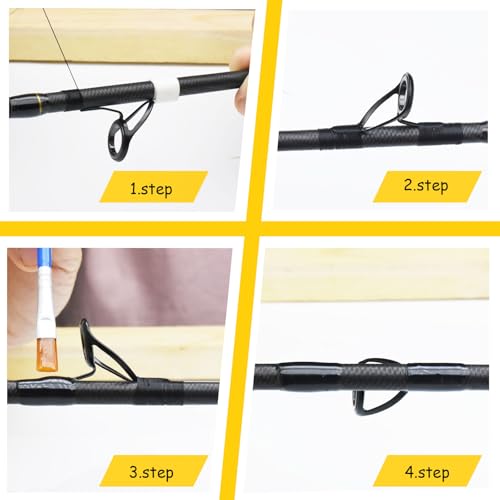 KW 55PCS Heavy Double Feet Fishing Surf Spinning Casting Saltwater Line Rod Replacement Guides Repair Kit with Epoxy Gule Set for Rod Building