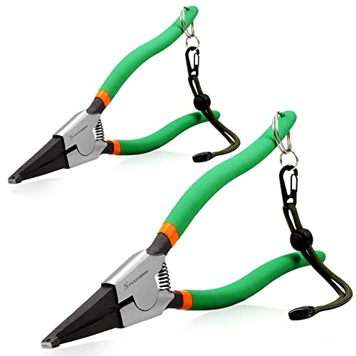 SPEEDWOX 2 Pcs Special Angle Tip Lock Ring Pliers Set for Removing & Installing Gearshift Locking & Spring Loaded Snap Rings - style: 8"&11" with hole