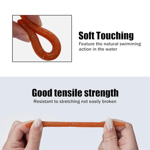 Soft Worm Bass Baits with Salted Hook Slot FS/RE-04 | Built-In Hook Slot Soft Plastic Bass LuresMulti-Rig Compatibility realistic movement Easy Portability ideal size - color: Brown-10pcs