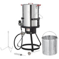 VEVOR Seafood Boiling Kit & Turkey Fryer, 30-qt Boiler Steamer Cooker Set, Outdoor Aluminum Frying Pot, 54,000 BTU Burner Propane Gas Boiler, Gifts for Thanksgiving Day - style: 30-qt