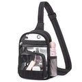 Missnine Clear Bag for Stadium Events Puffy Quilted Crossbody Purse PVC Sling Backpack for Sport Concert with Side Pocket - color: F-black[quilted Design]
