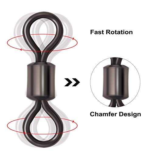 Rolling Barrel Fishing Swivel Black Nickle Fishing Hook Line Connector Fishing Tackle Accessories 30LB to 335LB 50-100pcs - size: 100pcs 3/0