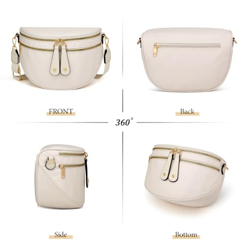 KKXIU Crossbody Sling Bag for Women Trendy Fanny Pack Vegan Leather Chest Bag | Trendy - color: Large-Beige