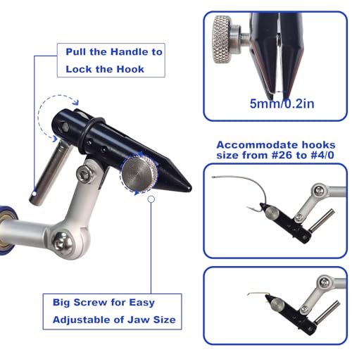 Aventik TrueGrip Fly Tying Vise with 360° Rotary Function – Smooth Ball Bearing System, Adjustable Tension, Durable Hook Jaws (Fits 26 to 4/0) - color: Black, size: Vise with Clamp