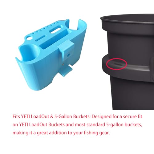 Bucket Fishing Rod Holder, Compatible with YETI LoadOut Bucket & 5 Gallon Buckets, Fishing Pole & Tackle Organizer for YETI Bucket Accessories