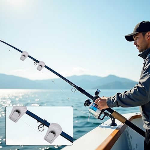 4Pcs Fishing Rod Clips Multi-Functional Fishing Rod Tie & Fixer, Portable Detachable Fixed Storage Organizer Suitable for Casting Rods, Spinning Bass & Fly Rods（Gray）