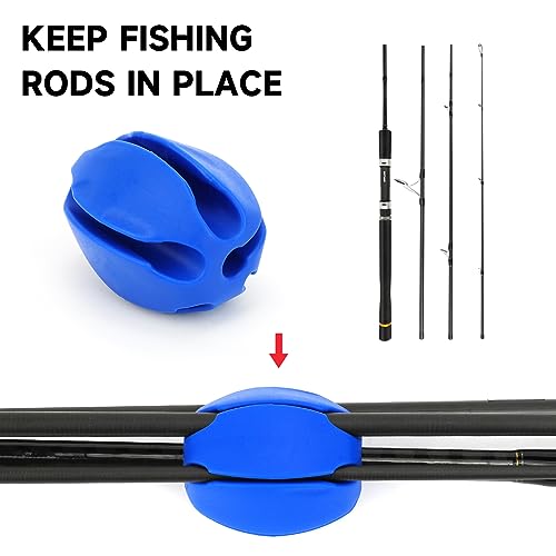 SANLIKE 6Pcs Elastic Rubber Fishing Rod Holder Fixed Balls Pole Protector | High stretch construction, multi-aperture fit, anti-slip rod fixation, lightweight portable outdoor fishing accessory - style: Blue-6PCS