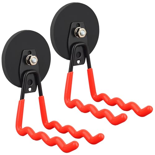 MUTUACTOR 2Packs Large Capability Heavy Duty Magnetic Hooks, Strong Magnet Hooks for Hanging Power Tools, Grill Utensils, Impact Drivers - style: 3.46in Magnet Wave Red Hooks 2PCS