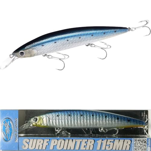 LUCKY CRAFT Surf Pointer 115MR Saltwater Fishing Lures for Halibut and Stripped Bass, Long Casting Jerkbait, Sinking Surf Fishing Gear, Fish Accessories for Tackle Box - color: 702 Zebra Sardine, size: One Size