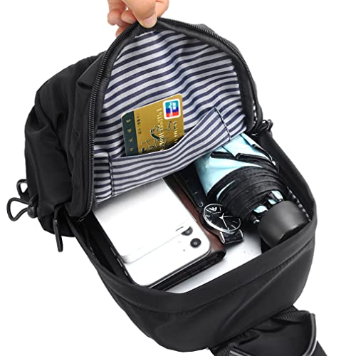 Hebetag Leather Sling Bag Crossbody Backpack for Men Women Travel Outdoor Camping - color: #24black