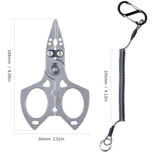 4 inch Fishing Pliers Saltwater, Stainless Steel Fishing Pliers with Split Ring, Fish Hook Remover, Tungsten Carbide Cutters, Fishing Gift for Men