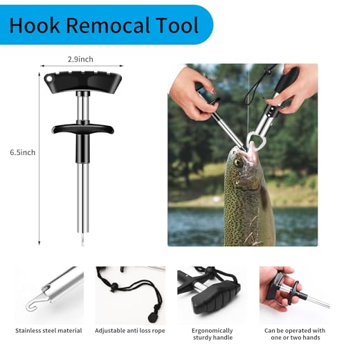 Fishing Tool Kit - 112pcs Fishing Gear & Equipment, Fish Pliers, Hook Remover, Scale, Scissors, Lip Gripper, Lures - color: Black
