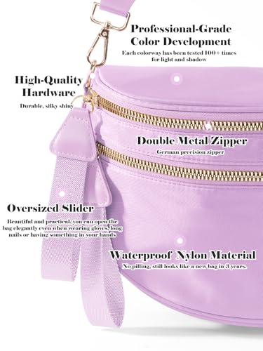 Pure Colour Crossbody Bag Bum Bag for Women,Spacious Purse Fanny Packs Belt Bag,Oversized Bum Bag (Colour Bum Bag-Light Purple) - color: Colour Bum Bag-Light Purple