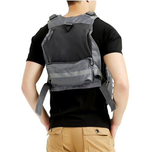 Obcursco Fly Fishing Vest for Men and Women with Breathable Mesh, Trout Fishing Gear, for Outdoors Stream Fishing - color: Grey