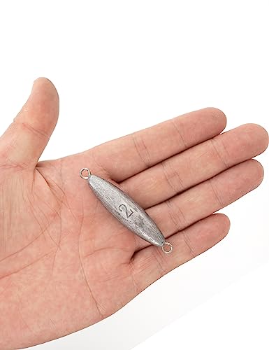 BLUEWING Torpedo Sinker Through Wire Fishing Weight Saltwater Bullet Lead Double Ringed 2oz-48oz - style: #01 2 Ounce, 3 Pack