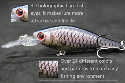 Minnow Crankbait for Bass Fishing Bass Lure Jerkbait Fishing Lures and Tackle Box - color: HM515KB