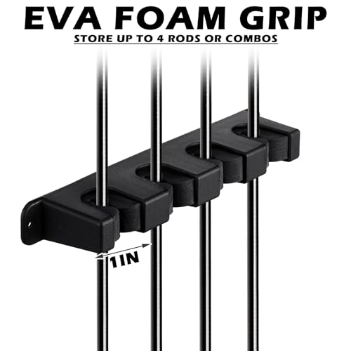 Sratte 4 Pcs Rod Holders for Fishing Boat Wall Mount Fishing Pole Holders Horizontal EVA Foam Garage Rod Rack Summer Boat Accessories for Men Gifts - color: Black, size: 9.7 Inch