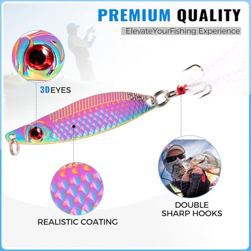 PLUSINNO Fishing Lures Spinner baits for Bass - 16/32 pcs Spinner Lures Kit with Portable Carry Bag, Hard Metal Spinner Baits for Trout - color: 32pcs spinner set with box
