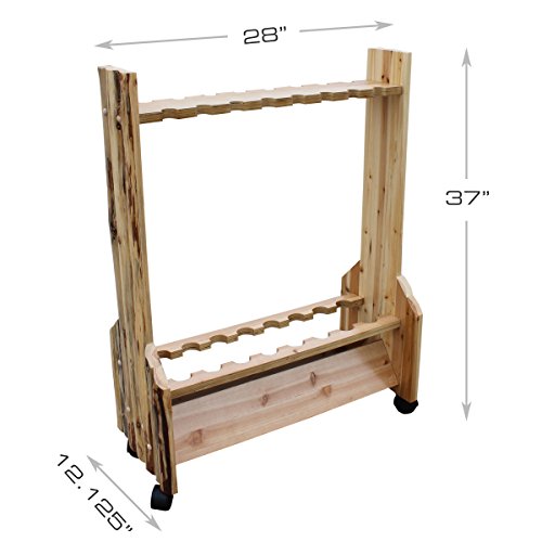 Rush Creek Creations | Double-Sided Fishing Rod Holder for 16 Saltwater/Freshwater Fishing Rods, Fishing Pole Holder for Garage Organization and Room Storage, for Fishing Gear and Fishing Accessories