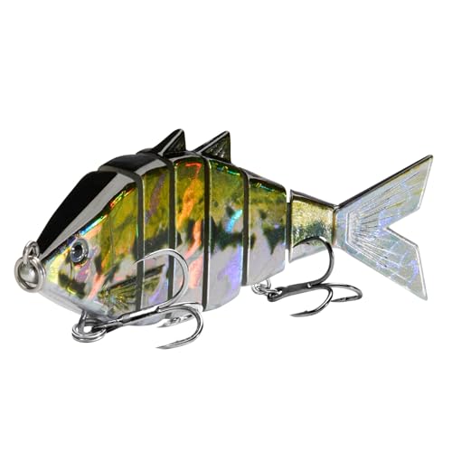 BASSDASH Bone Swimbait Multi Jointed Hard Fishing Lure for Bass Trout Bluegill Pike with Angled Cut Segments - color: Baby Bass