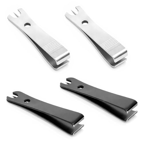 2Pcs Black Silver Stainless Steel Fishing Line Cutter Nipper with Hook Eye Cleaner Pin, Multi Functional Fly Fishing Tool, Compact Fishing Line Scissors (51 * 11.5mm)
