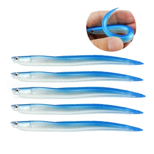5pcs Soft Fishing Lures - Bionic EEL Artificial Baits for Bass Pike Trout Perch, Saltwater & Freshwater
