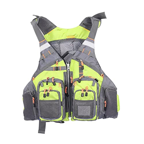 JKSPORTS Fly Fishing Vest - Fishing Safety Life Jacket for Swimming, Sailing, Boating, Kayak - Floating Multifunction Breathable Backpack for Men and Women - Adjustable, Grey/Green/Red/Blue - color: Green, size: with foam
