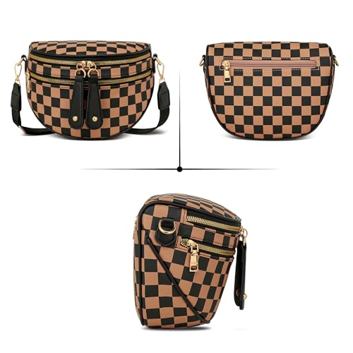 KKXIU Crossbody Sling Bag for Women Trendy Fanny Pack Vegan Leather Chest Bag | Trendy - color: 2-khaki