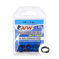American Fishing Wire Mighty Mini Stainless Steel Split Rings, 3 Times Stronger Than Brass, Superior Holding Power for Fisherman and Outdoorsman - 100pcs in Bright Stainless Steel and Gunmetal Black - size: 3 pc, #8, 230 lb test, style: Gunmetal Black