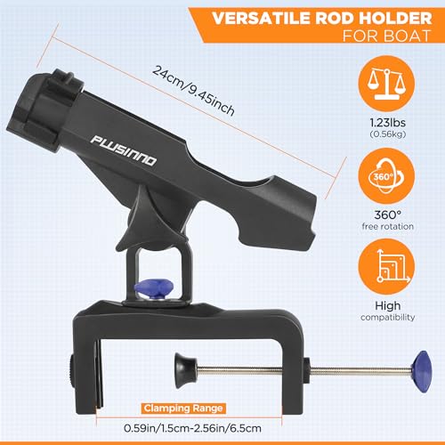 PLUSINNO Fishing Boat Rods Holder Large Clamp Opening 360 Degree Adjustable Fishing Rod Racks Folding Holder - color: RH30 MAX OPENING 4.75 inch 2Pack