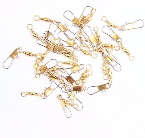 Barrel Snap Swivels Fishing Tackles, 100pcs Fishing Swivels Safty Snaps Accessories, Stainless Steel Fishing Leader Line Lure Connector for Saltwater Freshwater - color: Golden, size: 50pcs-#6 (40LB)
