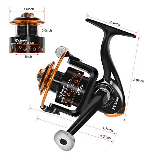 Summer and Centron Spinning Reels, 12 +1 BB Light Weight & Ultra Smooth Reel for Ice/Summer 3000/1000 Fishing Reel by QINGLER - color: SY3000