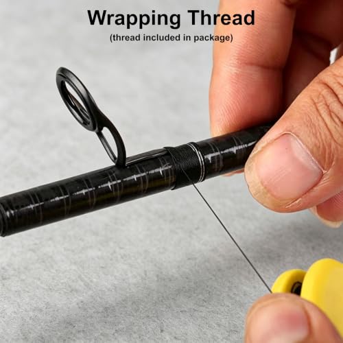 Fishing Rod Repair Kit with Rod Wrapping Machine Complete Size Pole Guides | 8 Sizes Casting＆Spinning Rod Eyes Ceramic Rings Stainless Steel Rod Eyelet Replacement for Rod Building DIY - color: Gunmetal Casting guide