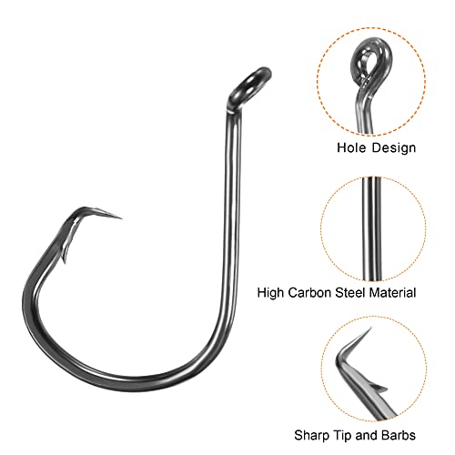 PATIKIL Fishing Circle Hooks Carbon Steel Offset Hook with Barbs for Freshwater Saltwater - size: 45mm/1.77"
