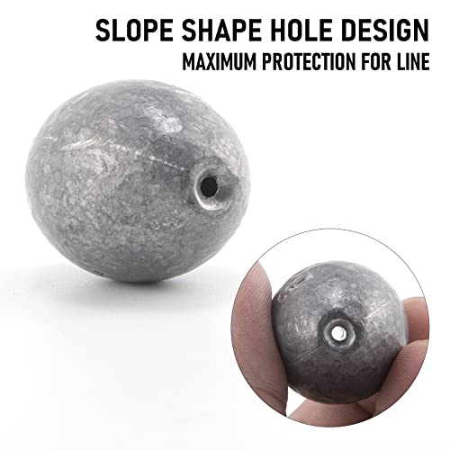 Dr.Fish Egg Sinker Lead Fishing Weights Oval Shaped Catfishing Weights Bank River Freshwater Saltwater Fishing Bass Casting - size: 5oz-5 Pack
