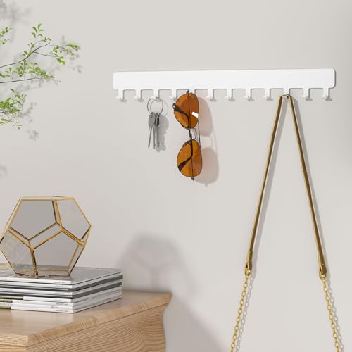 Bussdis Necklace Holder - Hanging Jewelry Organizer, Self-Adhesive, Wall Mount, 2 Pack, White - color: White, size: 9.84 inch