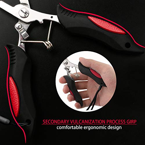 Hikary Long Nose Fishing Pliers,Ice Fishing Gear,Stainless Steel Hook Remover Braid Cutter Rustproof Fishing Multi-Tools Fishing Gripper for Freshwater Saltwater - color: Red-8.8inches
