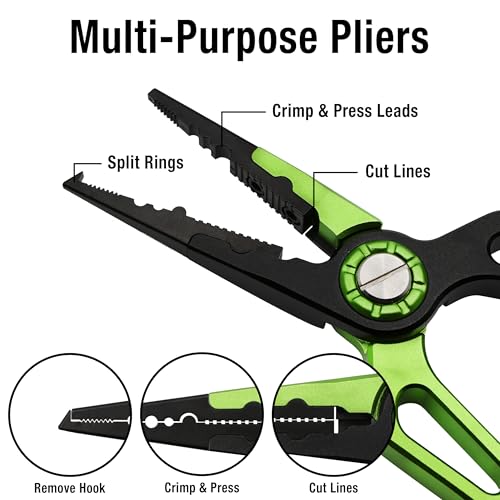 Grip 3 pc Deluxe Fly Fishing Tool Set - Multi-Purpose Fishing Pliers, Mono Line Clippers with Retractable Carabiner, Fish Lip Grippers