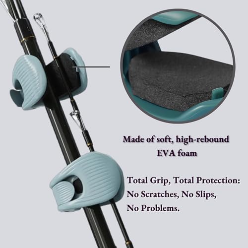 Fishing Rods Belt Rod Straps, Fishing Rod Clip Fit for Casting Rods, Spinning Rods Bass Rod and Fly Rods (4 Color, 4 pcs) (GREY) - color: GREY