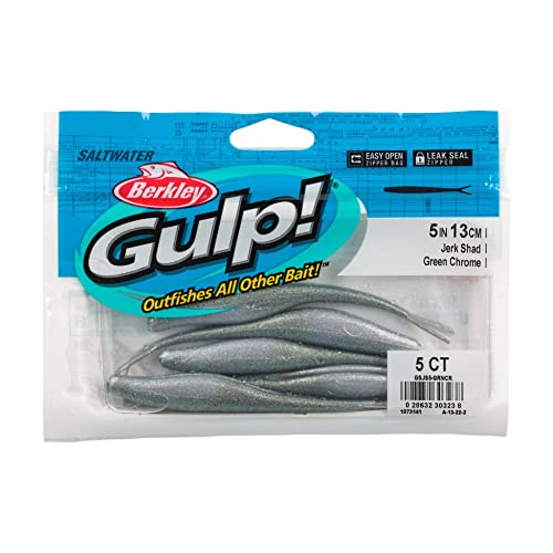 Berkley Gulp! Saltwater Jerk Shad Fishing Soft Bait - color: Green Chrome, size: 5"
