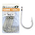 OCEAN CAT Classic Fishing Hook Stainless Steel Barbed Offset Point Octopus Circle Fishing Hooks Trolling Hooks Fishing Tackle for Saltwater and Freshwater Fishing - size: 10/0