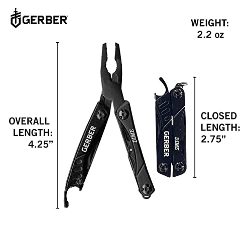 Gerber Gear Dime 12-in-1 Mini EDC Multitool - Needle Nose Pliers, Pocket Knife, Keychain, Bottle Opener - Gifts for Men, EDC Gear and Equipment - Black (Pack of 12) - color: Black, size: Pack of 12