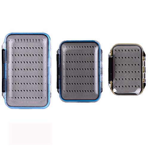 Aventik Waterproof Fly Box for Fly Fishing Double Sides Large Capacity Fly Fishing Box Streamer & Dry Fly Storage Saltwater & Freshwater - size: Size A+Size B+Size C