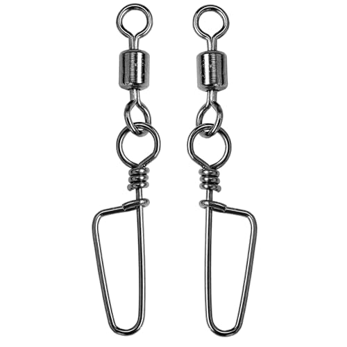 AMYSPORTS High Strength Fishing Snaps Freshwater Barrel Rolling Snap Swivels Steel Lure Connector Fishing Swivel Stainless Black Nickel - size: Size6 (29lb) 50 pcs